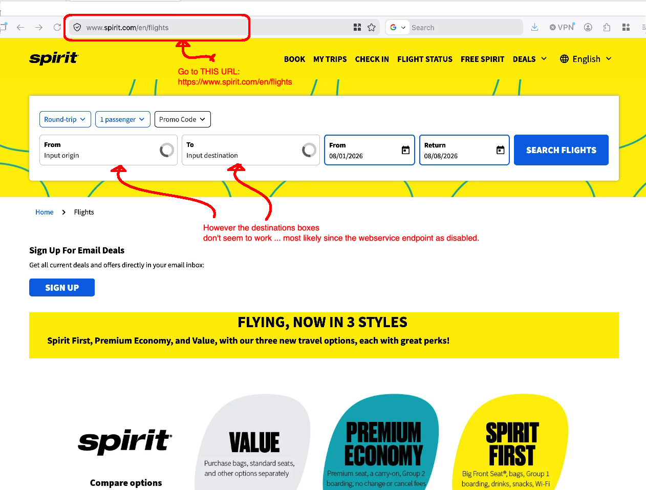 Screenshot of the current site